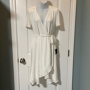 NWT Medium Lulu's Rise to the Occasion White Midi Wrap Dress
